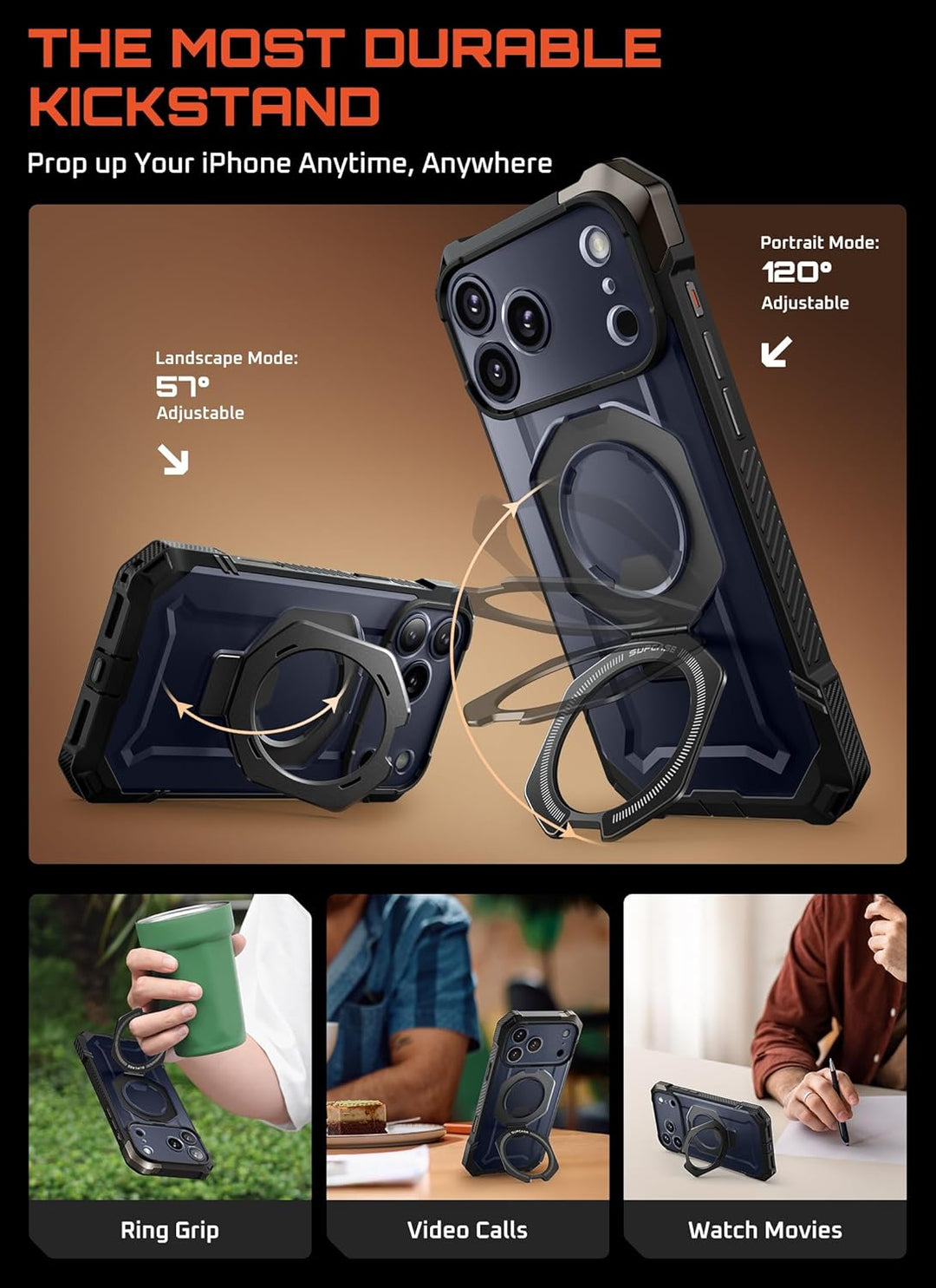 SUPCASE for iPhone 17 Pro Case with Kickstand (Unicorn Beetle Grip), [Camera Control Cover] [Compatible with MagSafe] [Military-Grade Drop Protection] Heavy Duty Magnetic Phone Case