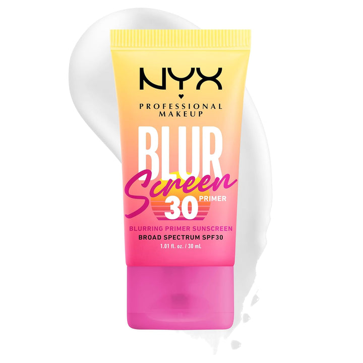 NYX PROFESSIONAL MAKEUP Blurscreen SPF 30 Primer، برايمر مكياج 3 في 1 لإخفاء العيوب مع واقي شمسي، تركيبة نباتية بدون علامات بيضاء أو شعور دهني