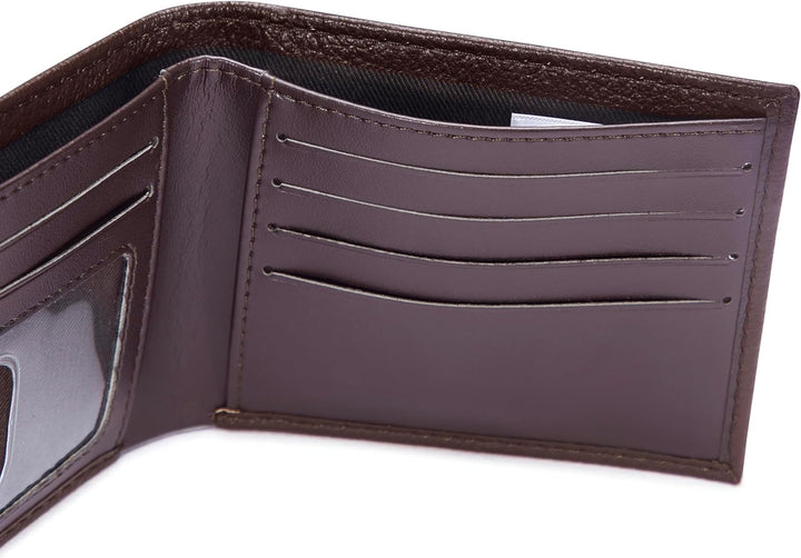 Caterpillar Men's Leather Bifold Wallet with Id Window - Brown