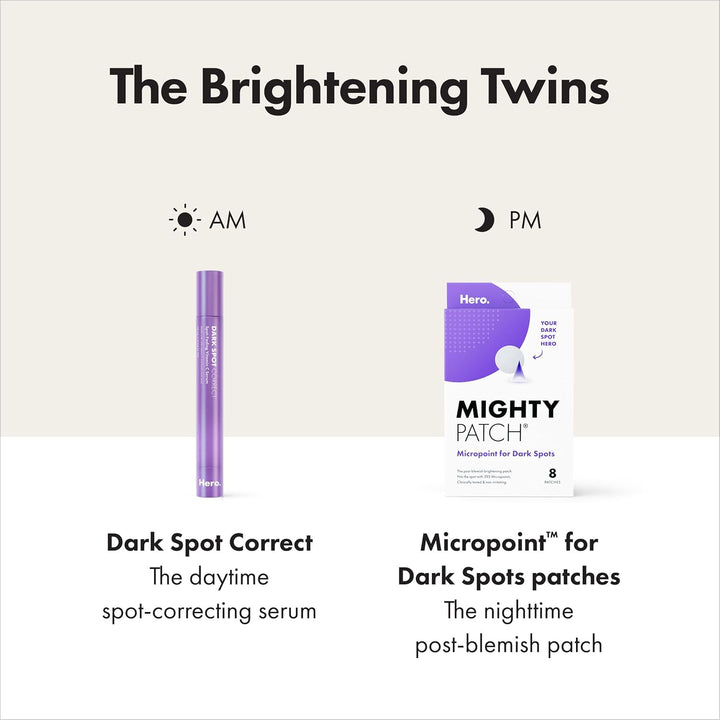 Hero Cosmetics Dark Spot Correct Spot-Fading 15% Vitamin C plus Hyaluronic Acid Serum. Improves the Look of Post Blemish Marks in 7 Days. Twist Applicator and Rollerball Tip for Easy Application. 10mL