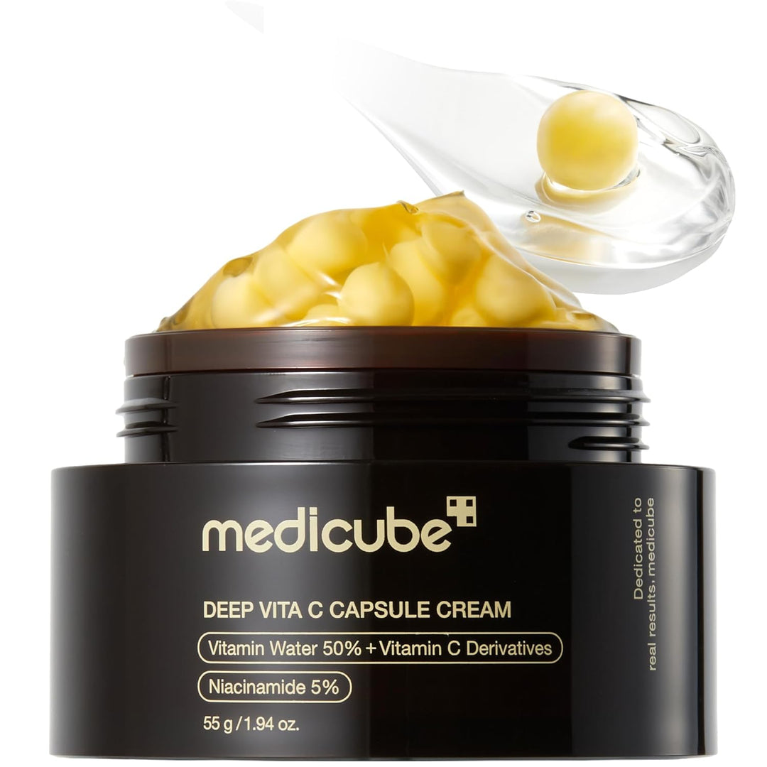 medicube Capsule Cream with Deep Vitamin C | Liposome Vitamin C Golden Capsule for Radiance &amp; Firm-Looking Skin | Hydrating Glow Gel Texture | Korean Skincare, 1.94 oz