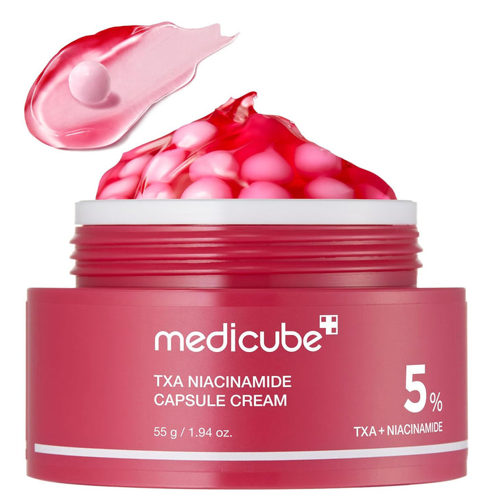 medicube Capsule Cream with TXA + Niacinamide | Dual Radiance Moisturizer Ideal for Use After Spot Care, Uneven Skin Tone &amp; Texture &amp; Hydration | 99% Pure Tranexamic Acid | Korean Skincare, 1.94 oz