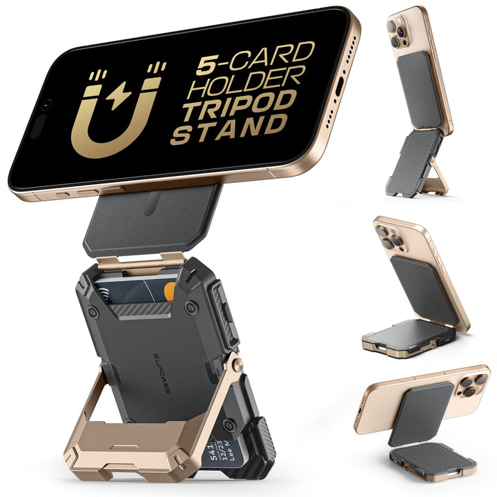 SUPCASE for MagSafe Wallet with Adjustable Stand, Hold 5 Cards, RFID Blocking, Strong Magnetic Lock, Magnetic Wallet for Men, Phone Card Holder Tripod for iPhone 18/17/16/15/14/13/12 Series