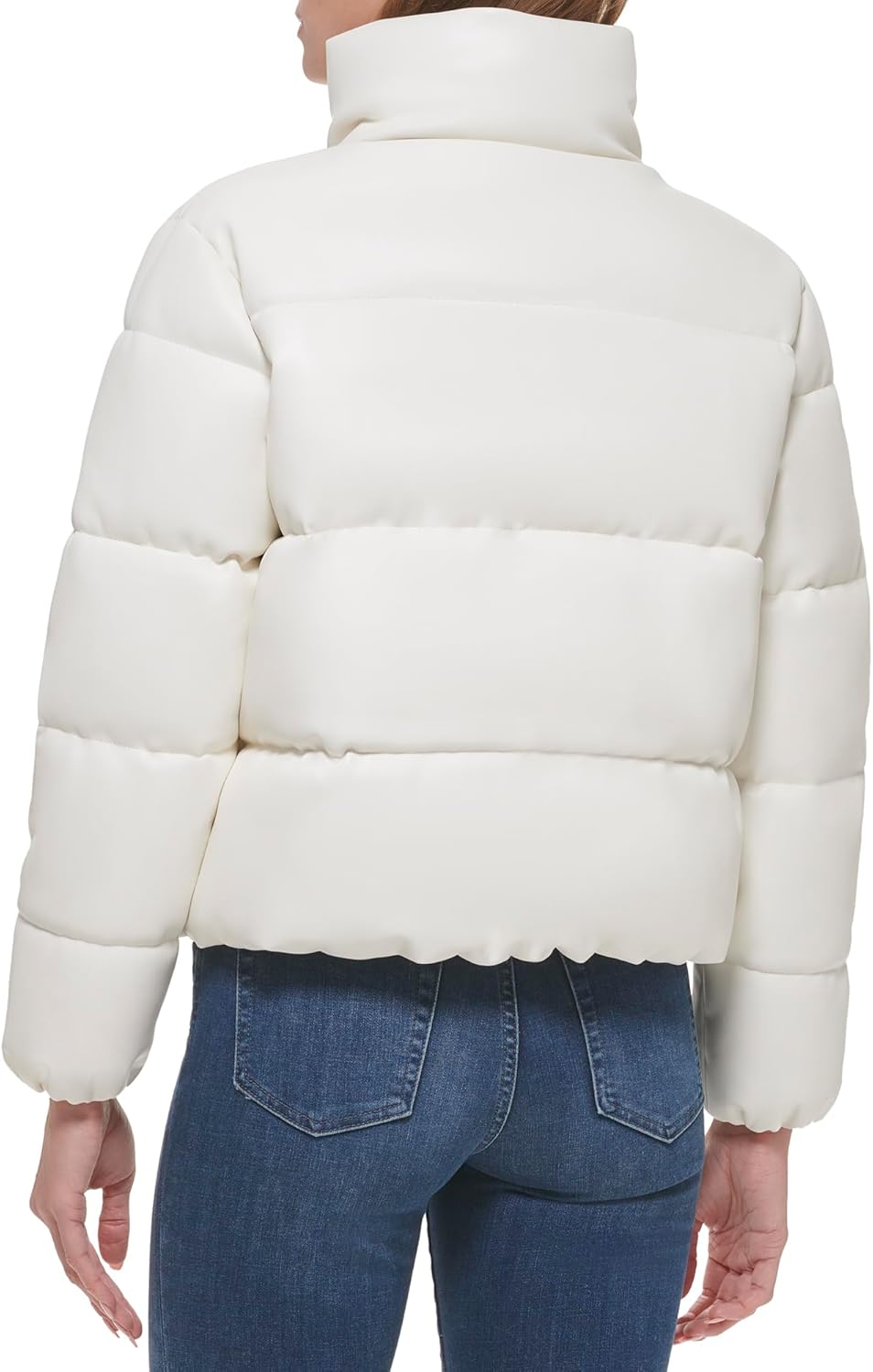 Calvin Klein Women's Short Faux-Leather Puffer Jacket