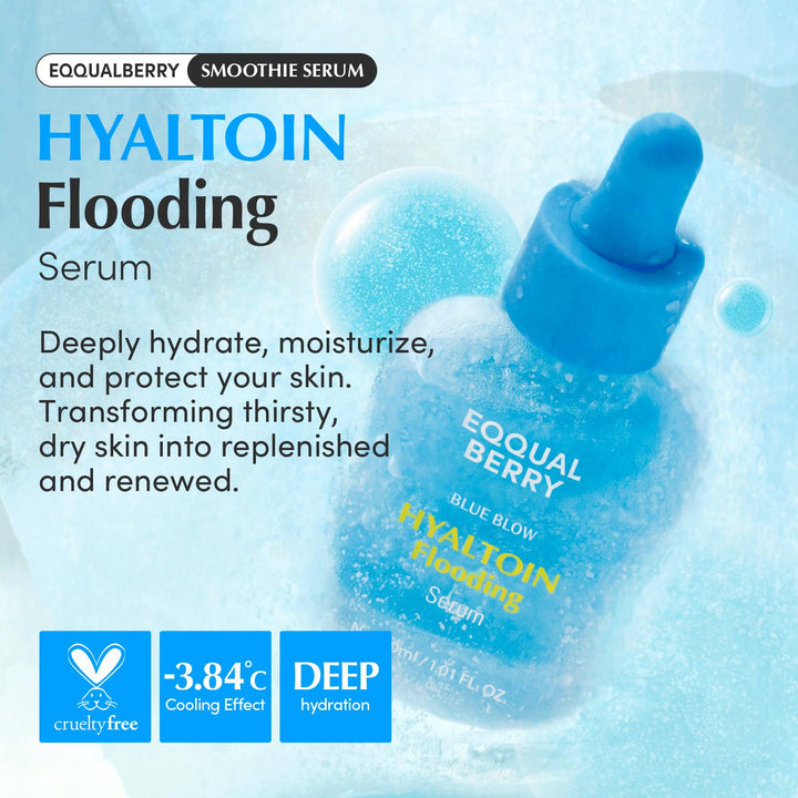 EQQUALBERRY Hyaltoin Flooding Smoothie Serum – Deep Hydrating Korean Skin Care with 11 Hyaluronic Acids, Ectoine &amp; Glacier Water, Barrier-Strengthening with 5 Ceramides, Fresh Glow (1.01oz / 30ml)