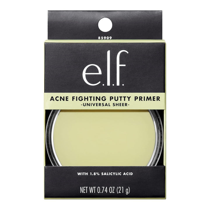 e.l.f. Acne Fighting Putty Primer, Infused with 1.8% Salicylic Acid, Helps Prevents Future Breakouts &amp; Helps Reduce Redness, Minimizes Appearance of Pores, Preps &amp; Primes Skin, 0.74 Oz (21g)