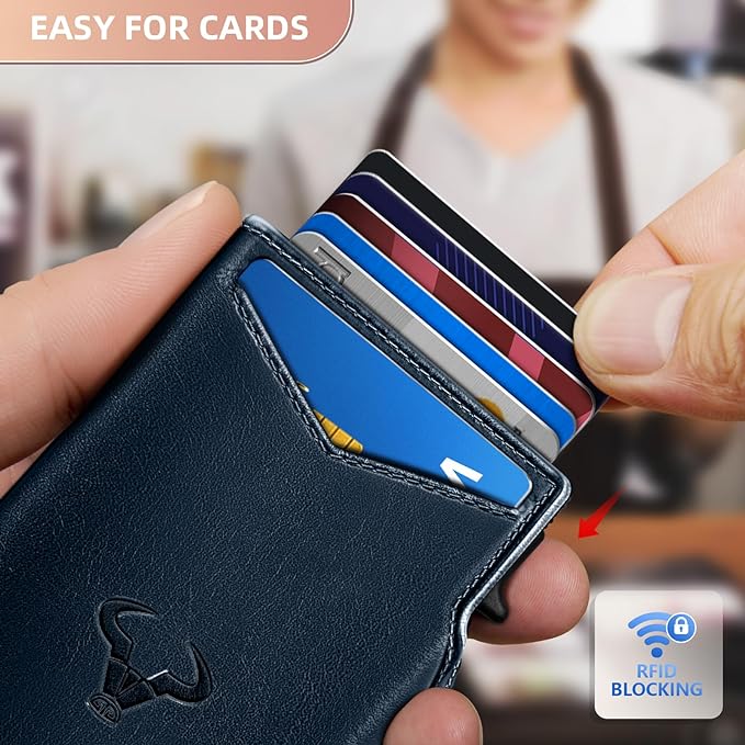 BULLIANT Men Wallet, Slim Front Pocket Wallet Money Clip Credit Card Holder - 3alababak