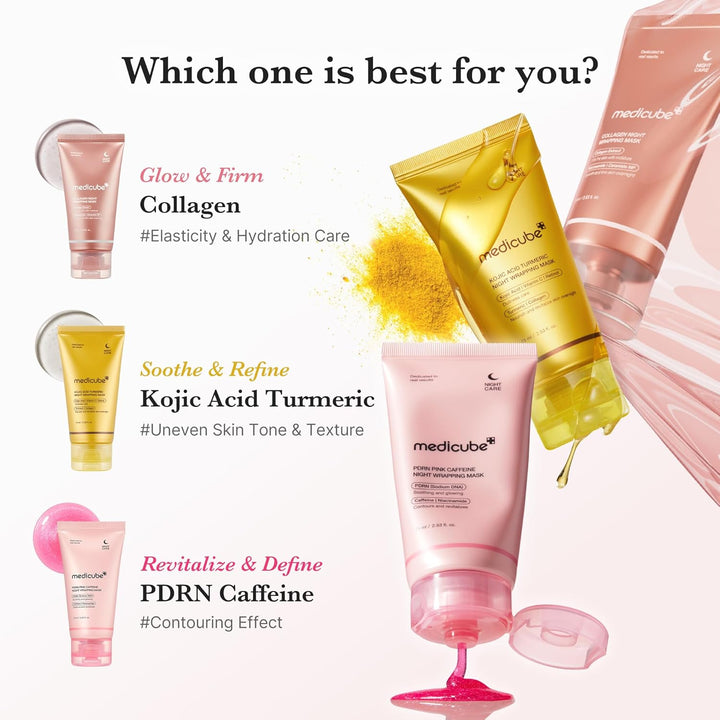 medicube Wrapping Mask PDRN Caffeine Overnight Peel Off Facial Mask | Firming, Depuffing &amp; Hydration | Caffeine, Collagen For Refined, Glass Skin &amp; Face Contour Support | Korean Skin Care, 2.53 fl.oz