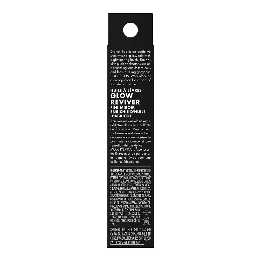 e.l.f. Glow Reviver Lip Oil, Nourishing and Hydrating with High-Shine Glimmer Finish & Sheer Wash Of Color, Minty Scent, Non-Sticky, Vegan & Cruelty-free