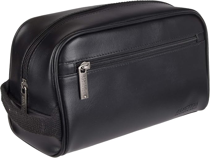 Kenneth Cole Reaction Men's Top Zip Single Compartment Travel Kit, Black