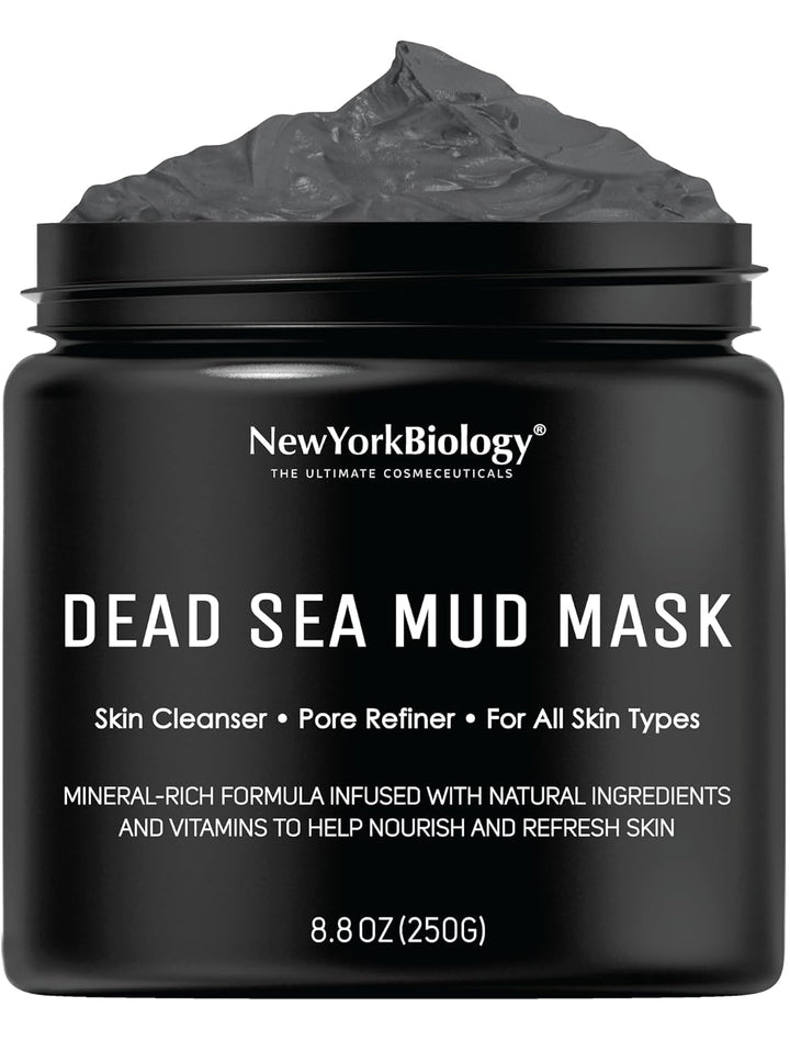 New York Biology Dead Sea Mud Mask for Face and Body | Spa Quality Pore Refiner for Oily Skin | Natural Skincare for Women &amp; Men | Tighten Skin for A Healthier Complexion | 8.8 oz