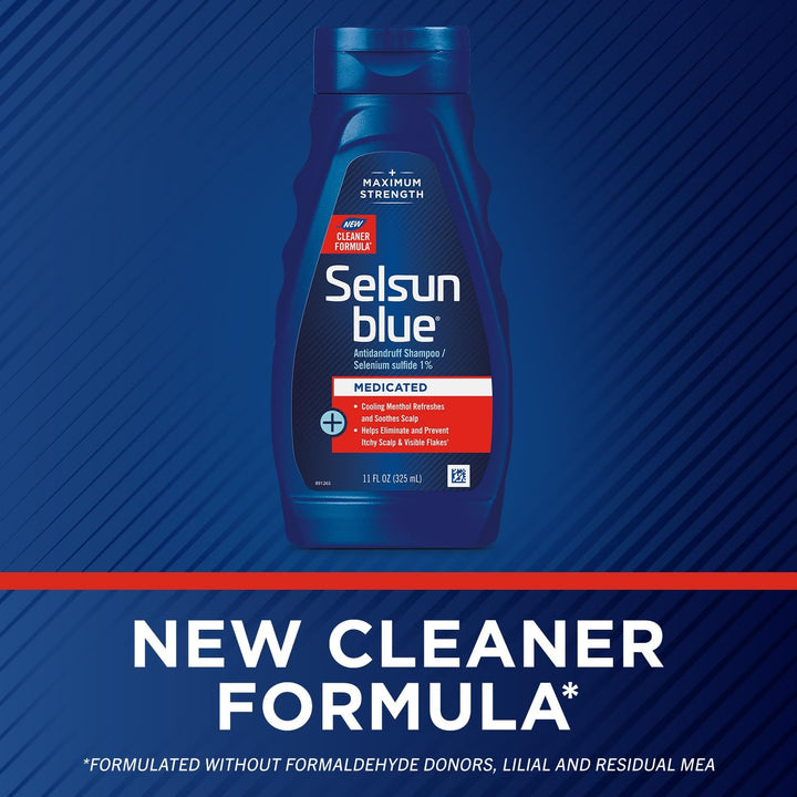 Selsun Blue Medicated Anti dandruff Shampoo, Maximum Strength Scalp Treatment With Selenium Sulfide, 11 fl. oz.