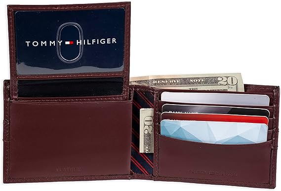 Tommy Hilfiger Men's Ranger Leather Passcase Wallet, Burgundy