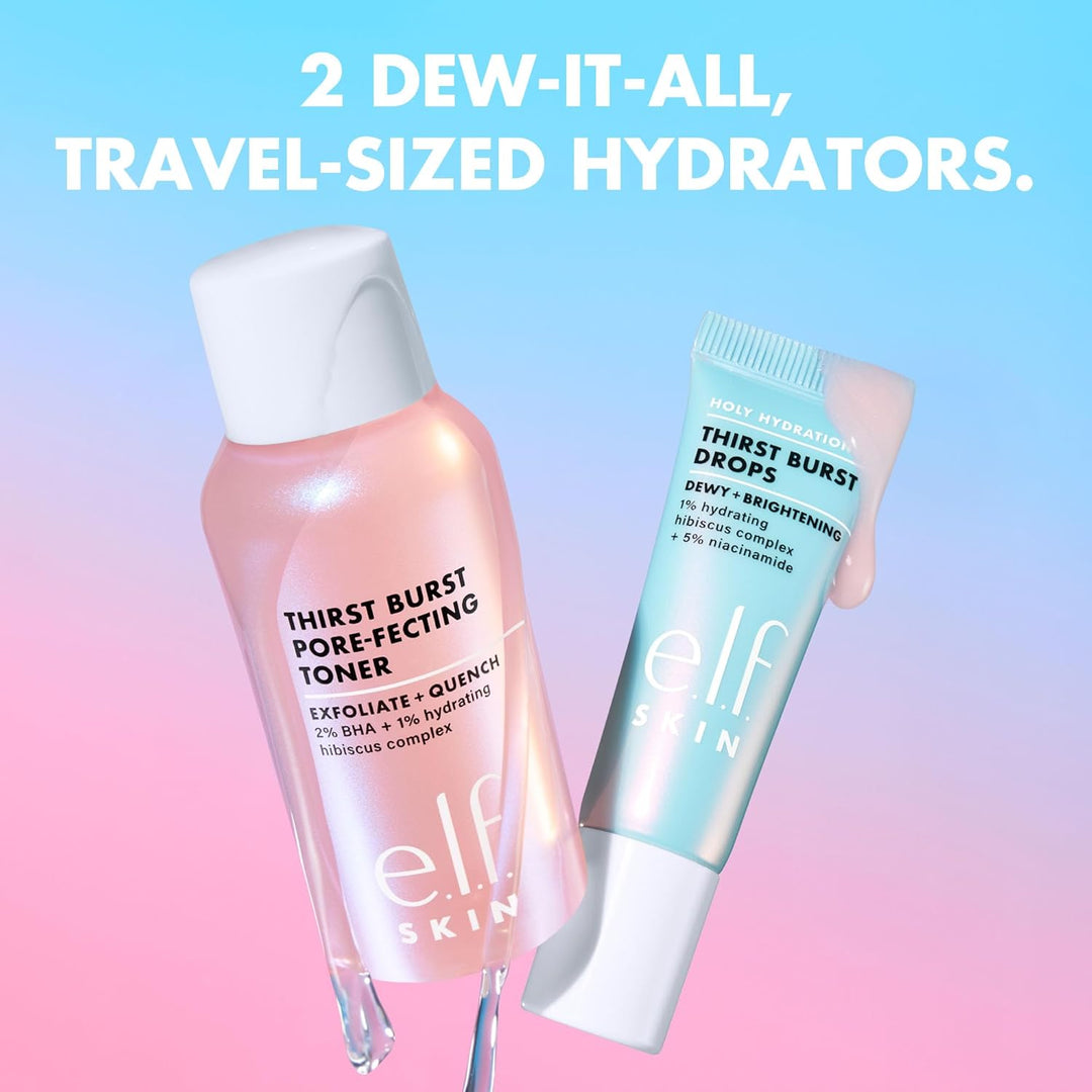 e.l.f. SKIN Thirst Burst Dew-O, Travel-Sized Skincare Set, Exfoliating Facial Toner &amp; Hydrating Serum Drops, Gives Skin A Dewy, Bouncy Glow, Vegan &amp; Cruelty-Free