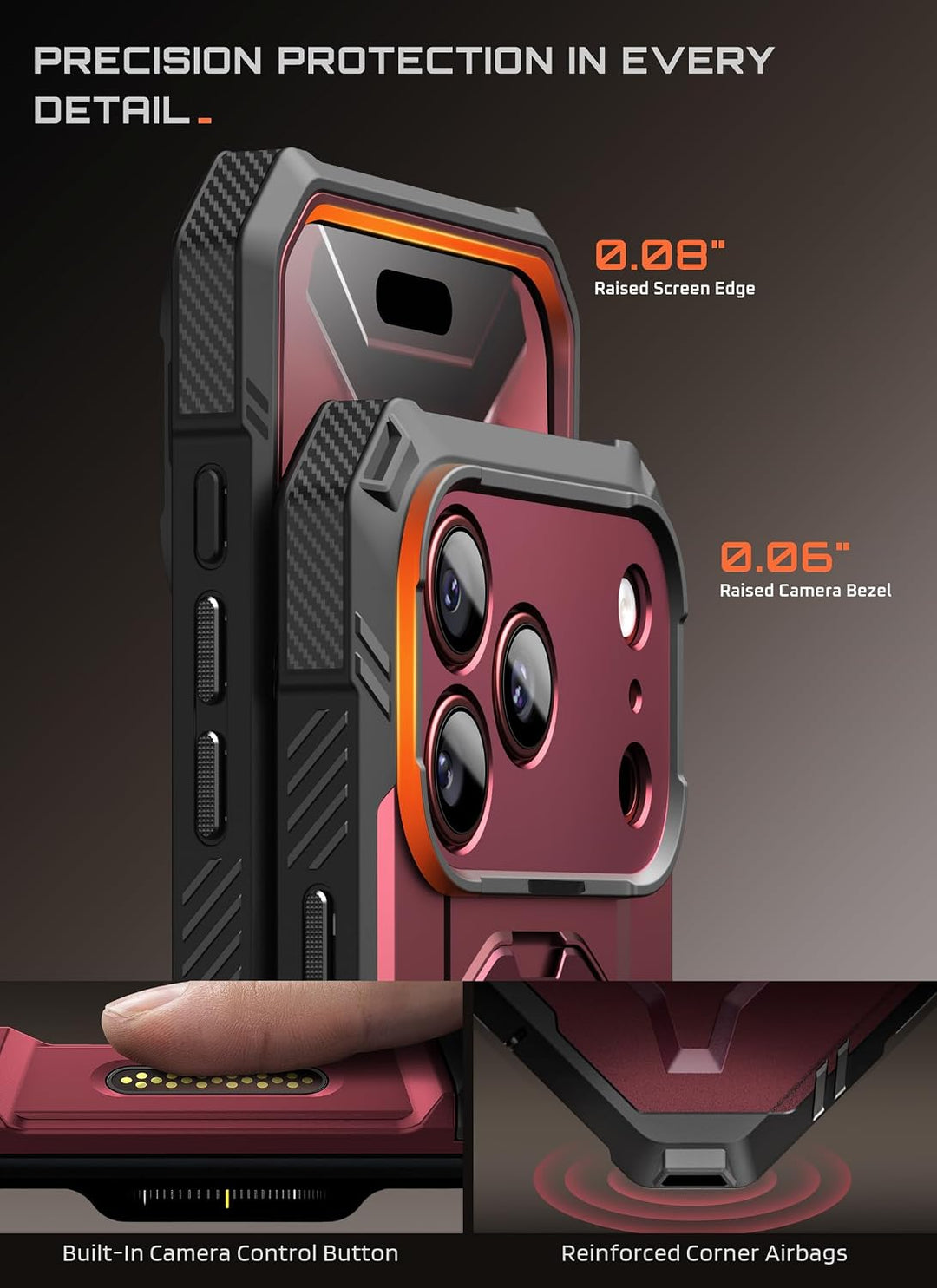جراب SUPCASE لهاتف iPhone 18 Pro / iPhone 17 Pro، حماية فائقة مع واقي شاشة زجاجي، زر التحكم بالكاميرا، حامل مغناطيسي، متوافق مع MagSafe، جراب حماية كامل للجسم Unicorn Beetle Grip Pro