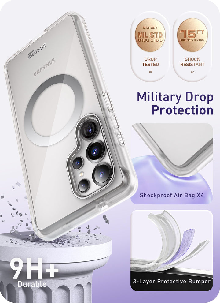 i-Blason Cosmo for Samsung Galaxy S25 Ultra Case MagSafe with Built-in Screen Protector [Support Fingerprint ID & Wireless Charger] Full-Body Slim Style Magnetic Phone Case for S25 Ultra