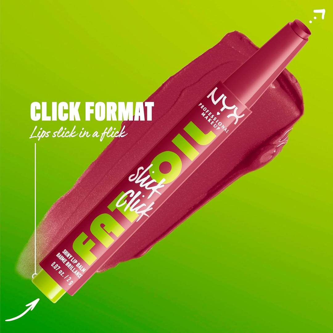 NYX PROFESSIONAL MAKEUP Fat Oil Slick Click, Lightweight, Buildable, Pigmented Vegan Lip Balm