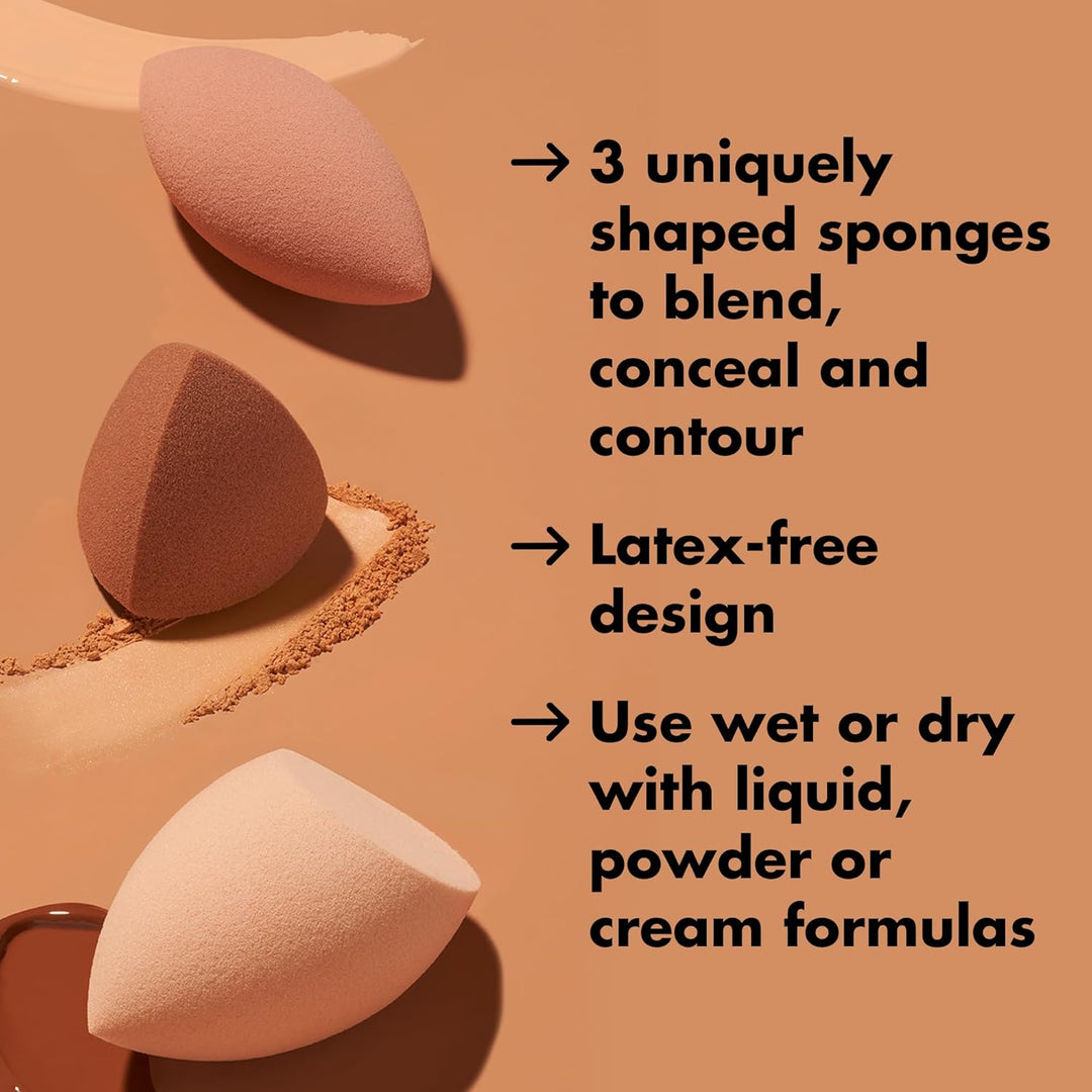 e.l.f. Total Sponge Set, Multi-use Makeup Sponge Set For Flawless Blending, Great For Powder Or Liquid Concealer &amp; Foundation, Vegan &amp; Cruelty-Free