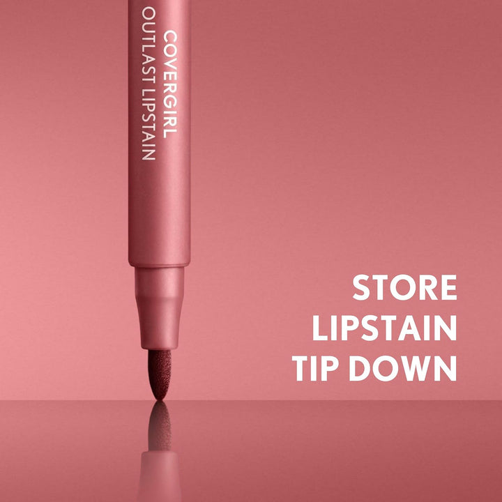 Covergirl Outlast Lipstain, Smooth Application, Precise Pen-Like Tip, Transfer-Proof, Satin Stained Finish, Vegan Formula, 0.06oz