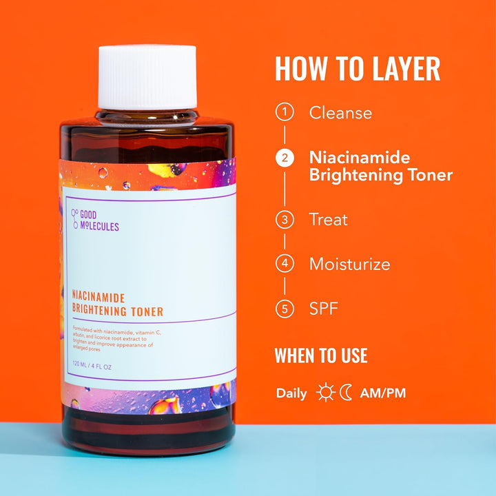 Good Molecules Niacinamide Brightening Toner - Toner for Face with Niacinamide and Arbutin for Skin Tone Balancing- Pore Minimizer, Skin Care for Face