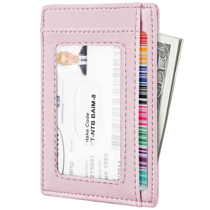 Travelambo Front Pocket Minimalist Leather Slim Wallet RFID Blocking Medium Size