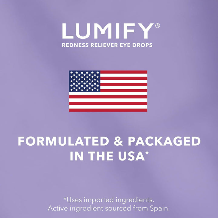 LUMIFY Eye Drops for Red Eyes, Redness Reliever for Brighter Looking Eyes, Works in 1 Minute &amp; Lasts Up to 8 Hours, Eye Drops, 0.08 Fl Oz (2.5 mL)