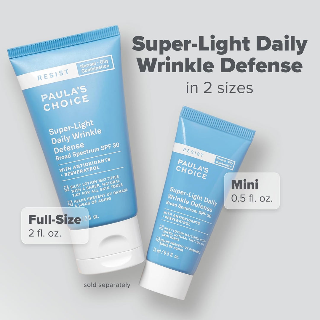 Paula's Choice RESIST Super-Light Daily Wrinkle Defense Mineral Sunscreen, SPF 30 Face Sunscreen for Oily Skin, Matte Tinted Face Moisturizer, UVA/UVB Protection, Fragrance-Free