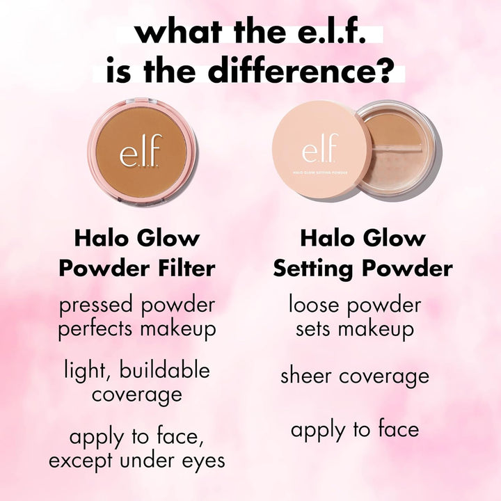 e.l.f. Halo Glow Powder Filter, Ultra-fine Finishing Powder, Smooths The Look of Pores &amp; Fine Lines, Creates A Soft-Focus Glow, Vegan &amp; Cruelty-Free