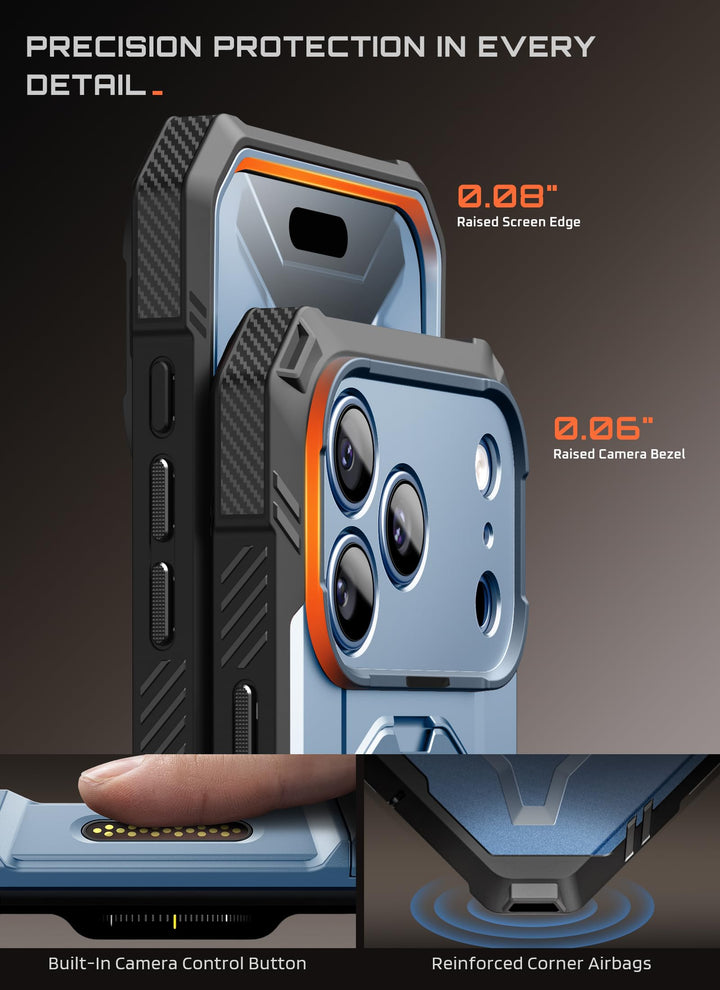جراب SUPCASE لهاتف iPhone 18 Pro / iPhone 17 Pro، حماية فائقة مع واقي شاشة زجاجي، زر التحكم بالكاميرا، حامل مغناطيسي، متوافق مع MagSafe، جراب حماية كامل للجسم Unicorn Beetle Grip Pro