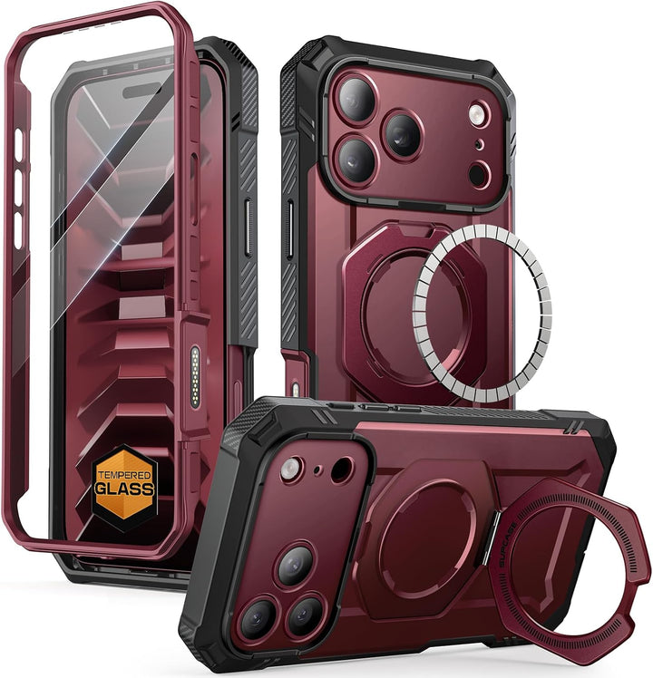 جراب SUPCASE لهاتف iPhone 18 Pro / iPhone 17 Pro، حماية فائقة مع واقي شاشة زجاجي، زر التحكم بالكاميرا، حامل مغناطيسي، متوافق مع MagSafe، جراب حماية كامل للجسم Unicorn Beetle Grip Pro
