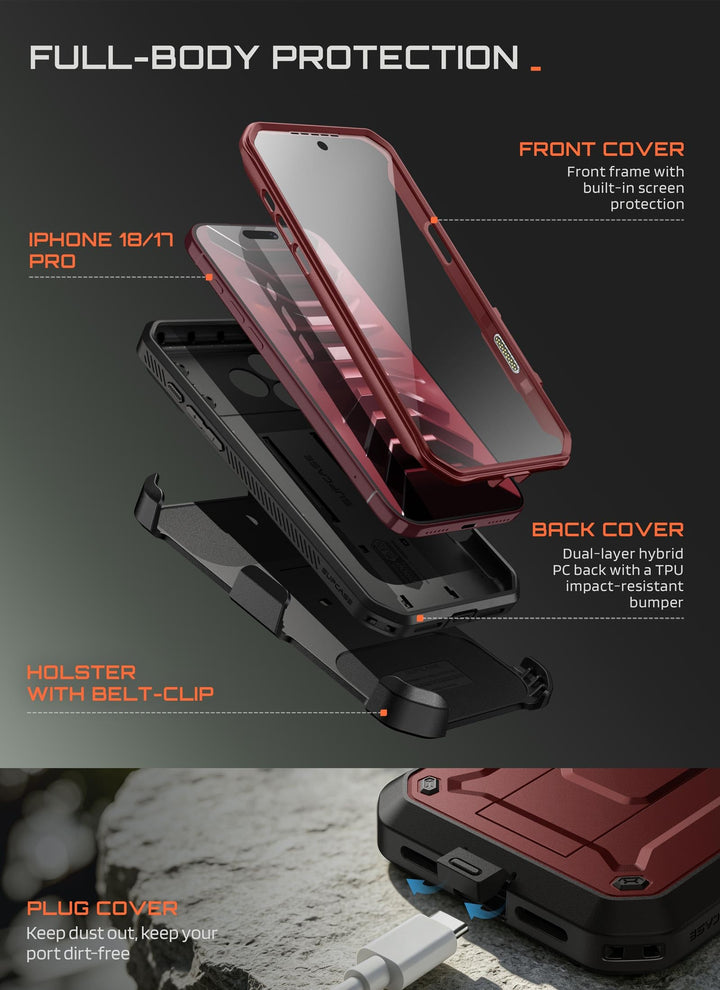 SUPCASE for iPhone Case, Belt Clip, Military-Grade Protection, Built-in Kickstand &amp; Screen Protector, Camera Control, Heavy-Duty Phone Case, Unicorn Beetle Pro
