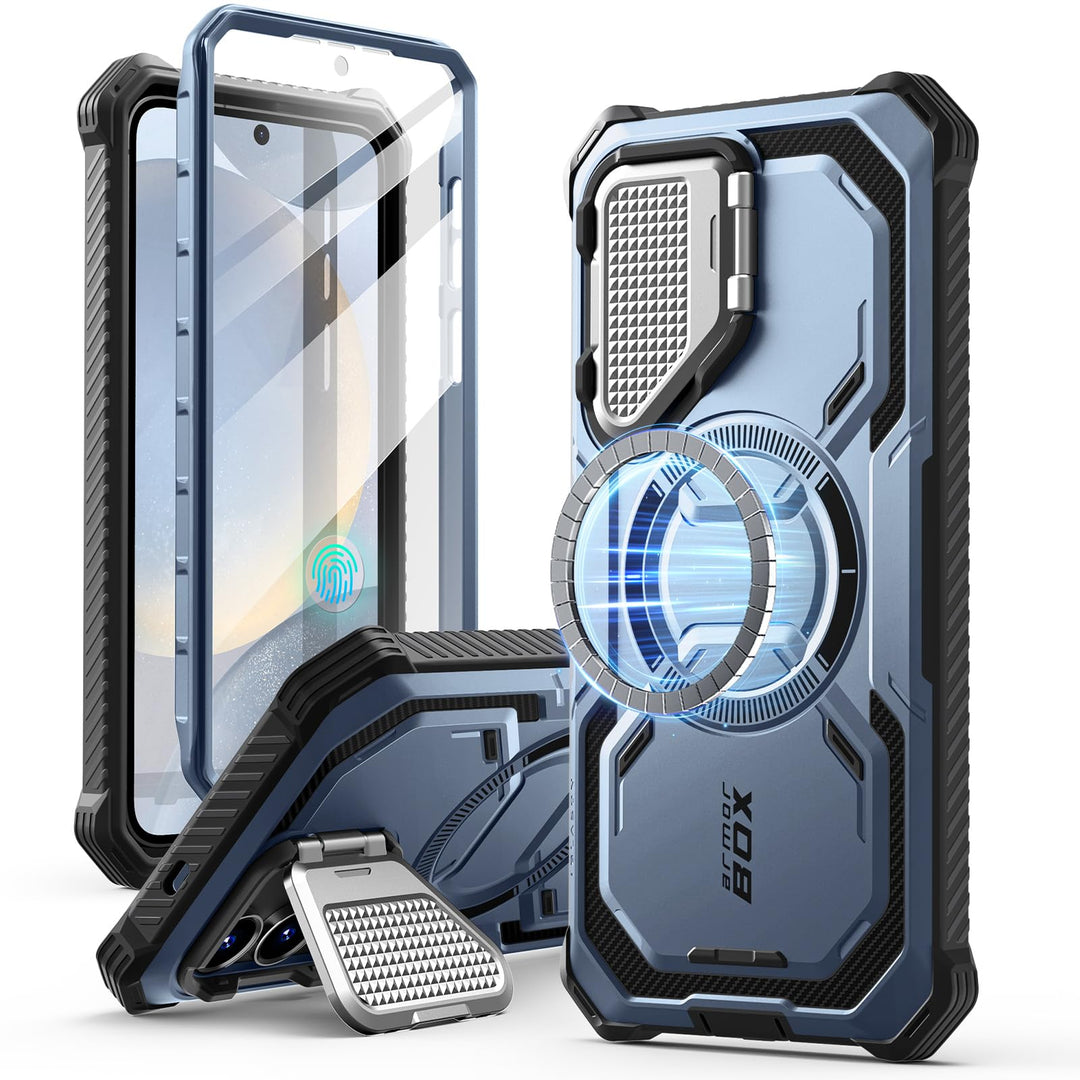 i-Blason Armorbox for Samsung Galaxy S25 Case MagSafe with Camera Cover Stand [Military Protection] Full-Body Heavy Duty Magnetic Phone Case with Screen Protector for S25