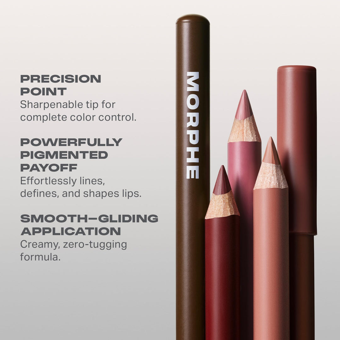 Morphe Signature Lip Liner Pencil - Creamy, Long Lasting Definer for Precise Shaping and Filling - Lip Makeup Essential with Smooth Glide - Professional Lipliner Pencil