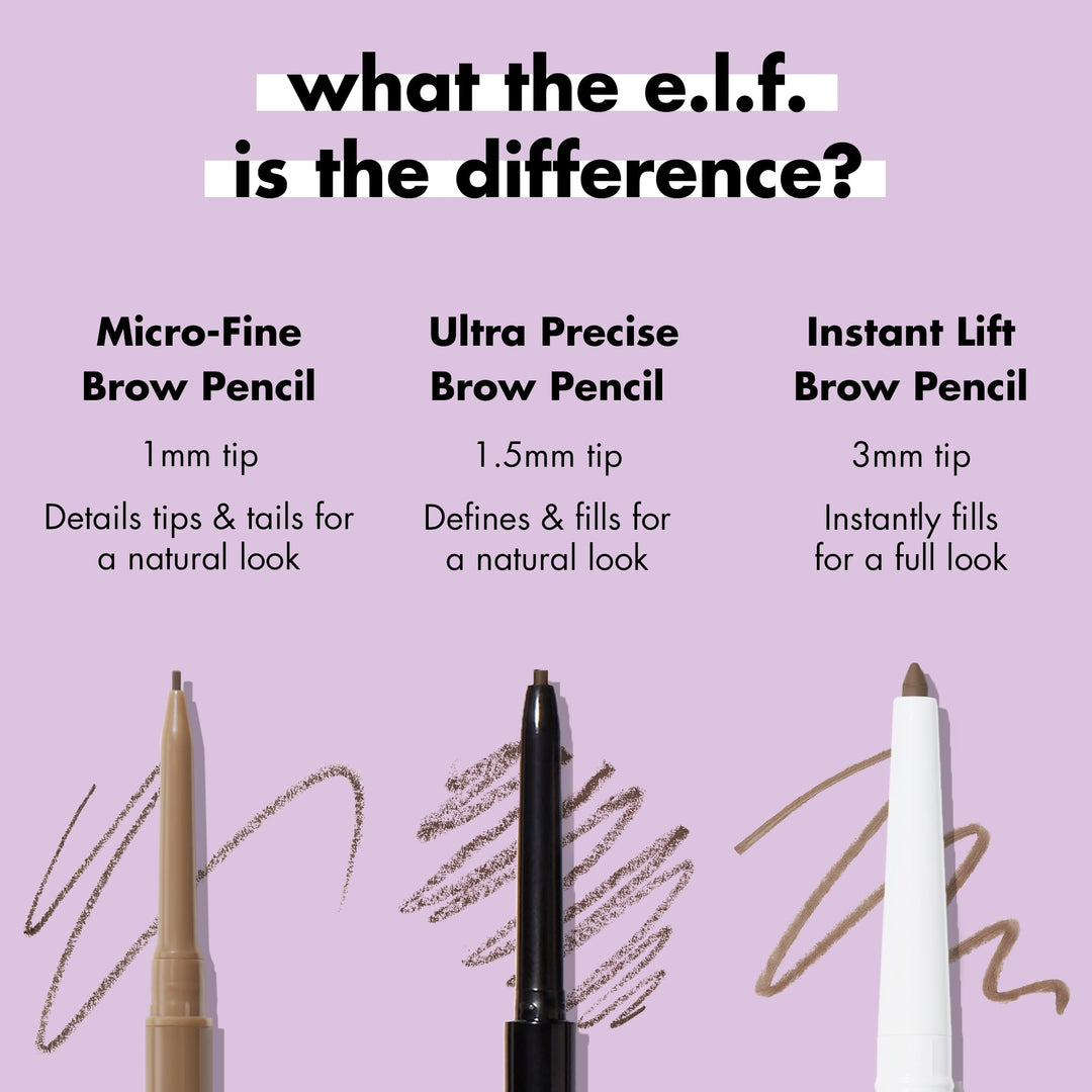 e.l.f. Micro-Fine Brow Pencil, Waterproof Brow Color &amp; Spoolie For Shaping Brows &amp; Creating A Feathered Natural-Looking Finish, Vegan &amp; Cruelty-Free
