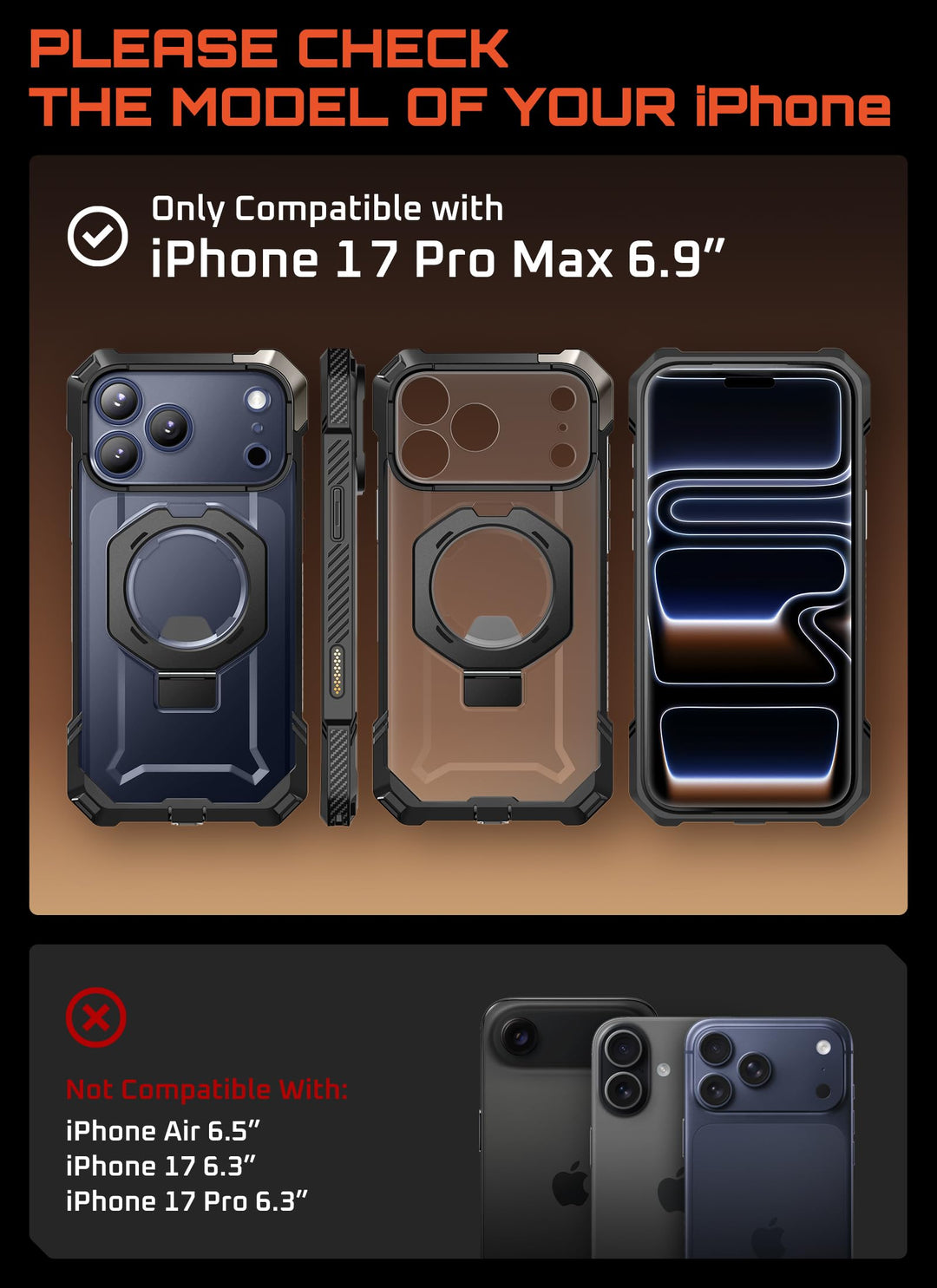 SUPCASE for iPhone 17 Pro Max Case with Kickstand (Unicorn Beetle Grip), [Camera Control Cover] [Compatible with MagSafe] [Military-Grade Drop Protection] Heavy Duty Magnetic Phone Case