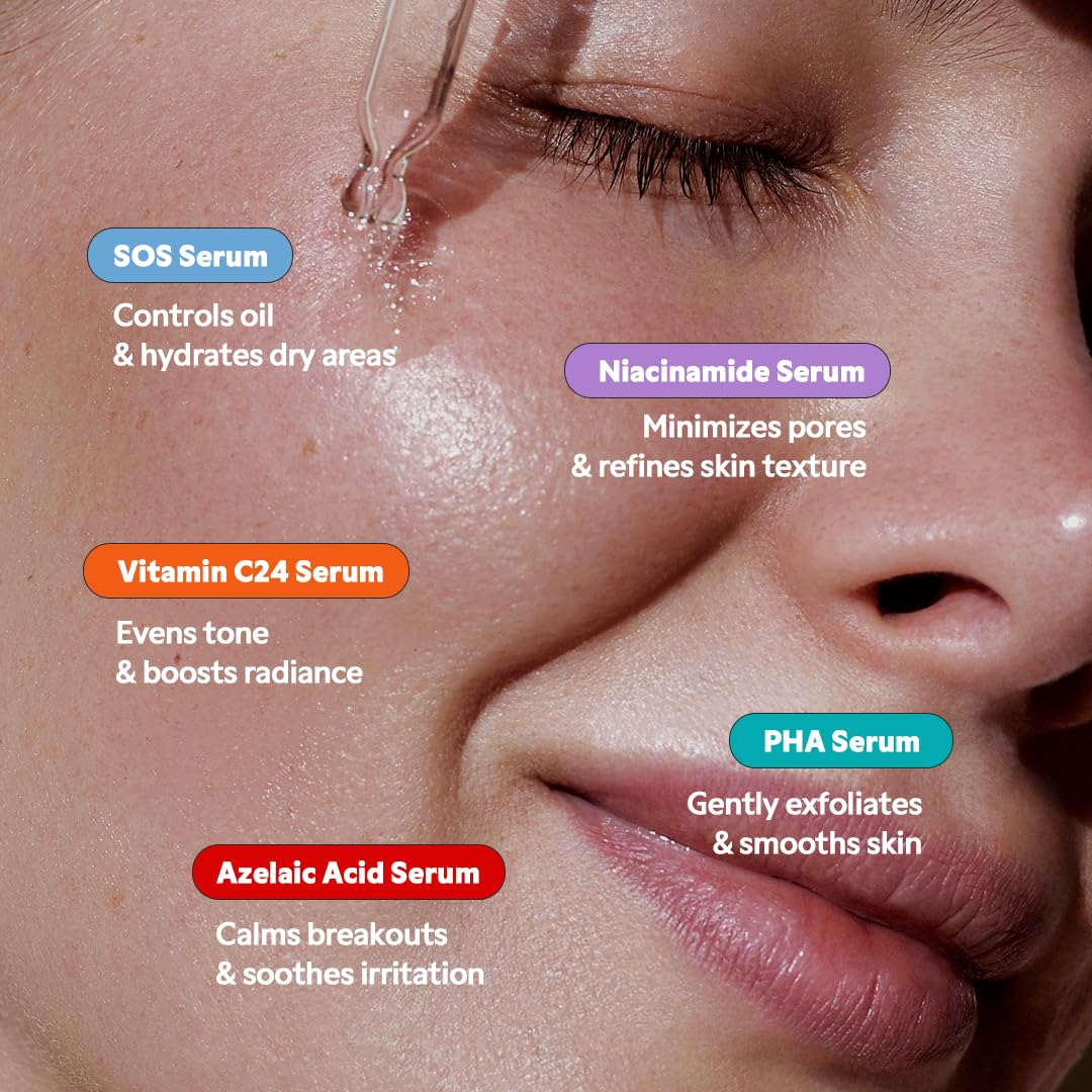 IRTIR 5 Actives Power Serums Kit – Korean Skin Care Set with Vitamin C, Niacinamide, Azelaic & Hyaluronic Acid, Hydrating Serum, Radiance Boost, Nourishment, Travel Essentials, Skincare Gift