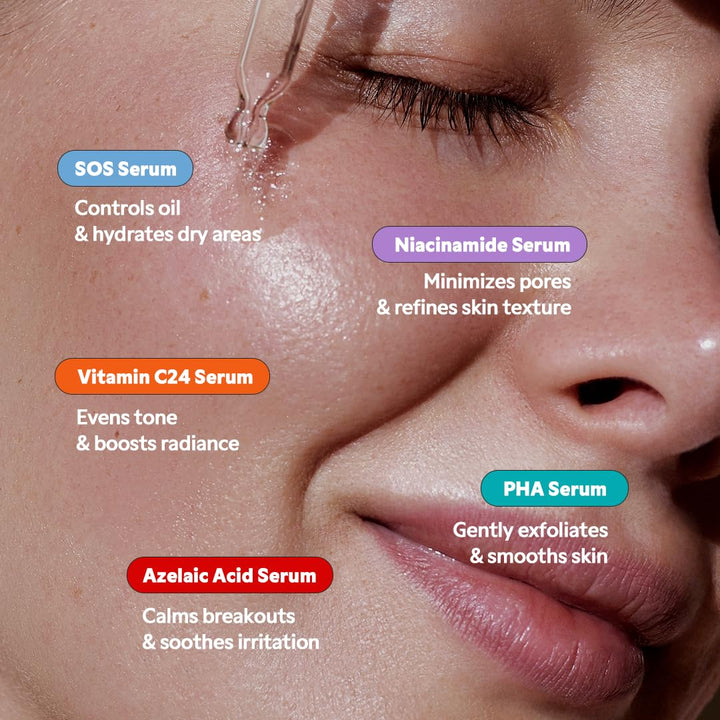 IRTIR 5 Actives Power Serums Kit – Korean Skin Care Set with Vitamin C, Niacinamide, Azelaic & Hyaluronic Acid, Hydrating Serum, Radiance Boost, Nourishment, Travel Essentials, Skincare Gift