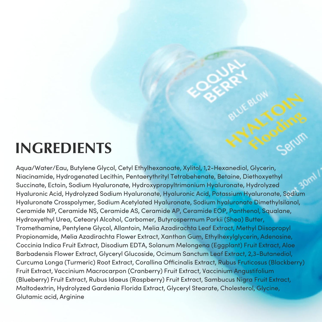 EQQUALBERRY Hyaltoin Flooding Smoothie Serum – Deep Hydrating Korean Skin Care with 11 Hyaluronic Acids, Ectoine &amp; Glacier Water, Barrier-Strengthening with 5 Ceramides, Fresh Glow (1.01oz / 30ml)