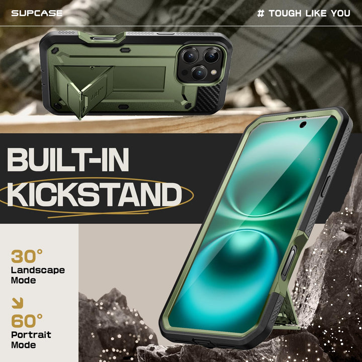 SUPCASE for iPhone 16 Pro Case with Screen Protector (Unicorn Beetle Pro), [Built-in Stand & Belt-Clip] [Military-Grade Protection] Full Body Heavy Duty Phone Case for iPhone 6.3 Inch 2024