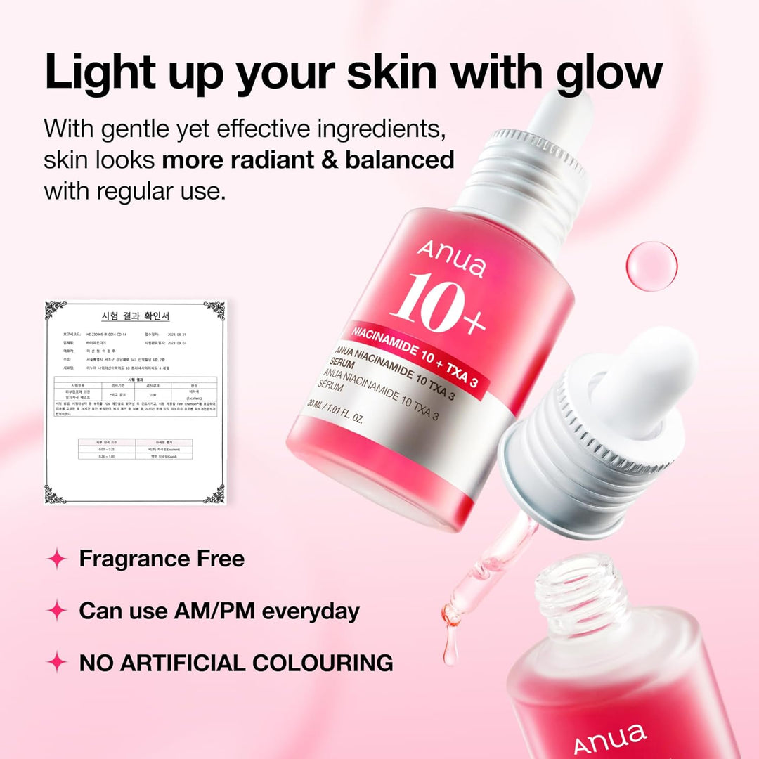 Anua Niacinamide 10 + TXA 4 Serum, Dark Spot Care, Hyaluronic Acid, Tranexamic Acid, Lightweight &amp; Hydrating All-in-One Daily Facial Serum for Glass Skin, Korean Skincare, 1.01 fl.oz