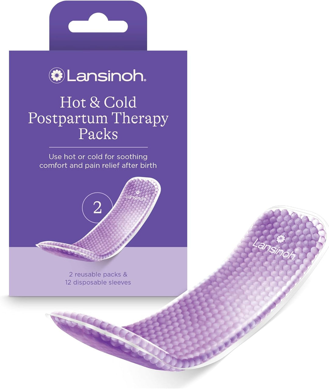 Lansinoh Hot and Cold Postpartum Pads – Reusable Perineal Ice Packs for Postpartum Recovery, Labor &amp; Delivery Essentials, 2 Count