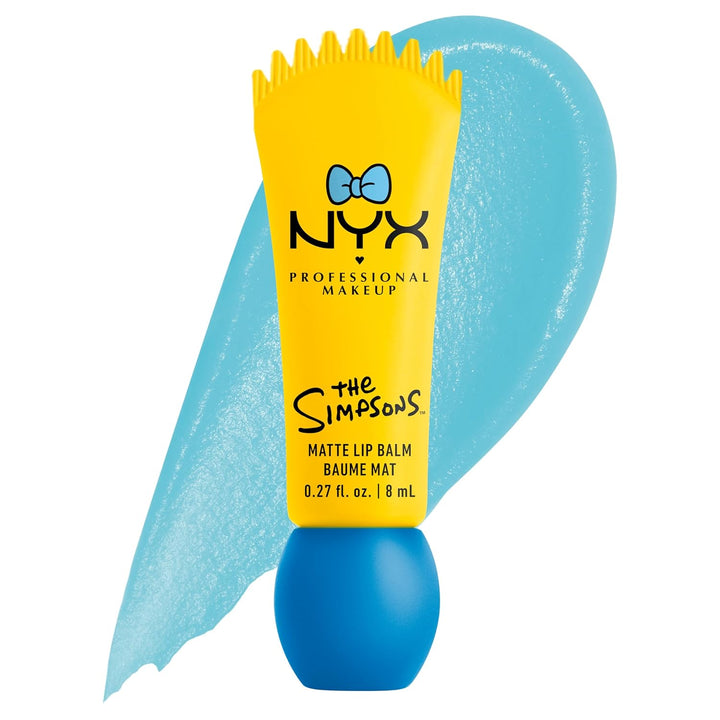 بلسم الشفاه المطفي سموشي من NYX PROFESSIONAL MAKEUP، مكياج شفاه قابل للبناء ومموّه، بالتعاون مع ذا سيمبسونز، نباتي ولم يختبر على الحيوانات
