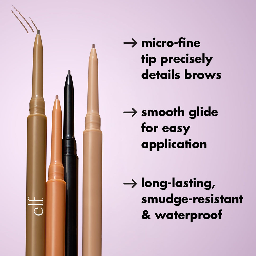 e.l.f. Micro-Fine Brow Pencil, Waterproof Brow Color &amp; Spoolie For Shaping Brows &amp; Creating A Feathered Natural-Looking Finish, Vegan &amp; Cruelty-Free