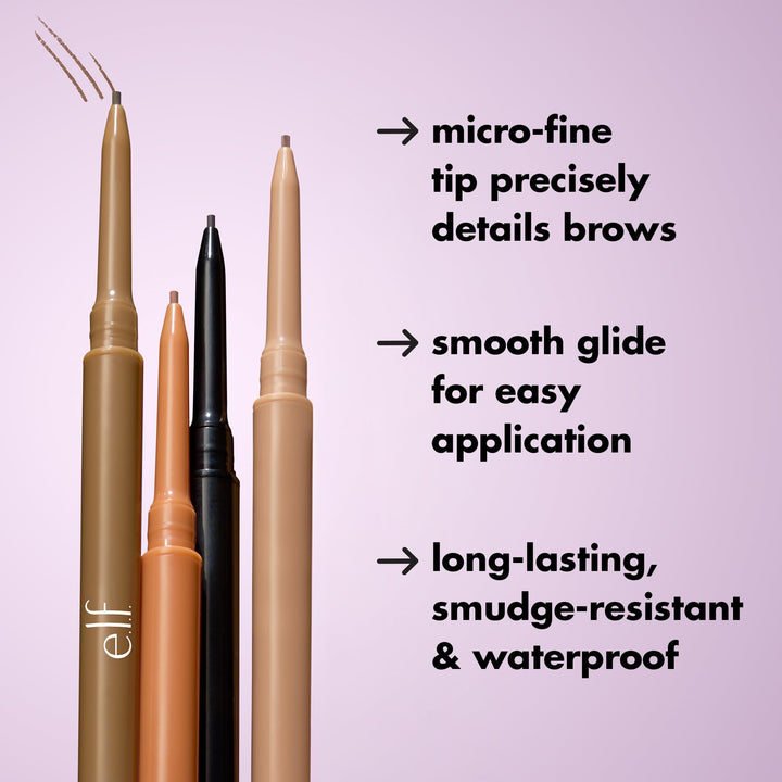 e.l.f. Micro-Fine Brow Pencil, Waterproof Brow Color &amp; Spoolie For Shaping Brows &amp; Creating A Feathered Natural-Looking Finish, Vegan &amp; Cruelty-Free