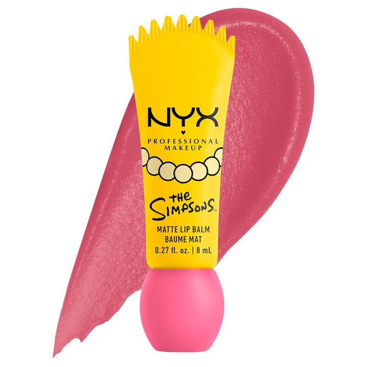 بلسم الشفاه المطفي سموشي من NYX PROFESSIONAL MAKEUP، مكياج شفاه قابل للبناء ومموّه، بالتعاون مع ذا سيمبسونز، نباتي ولم يختبر على الحيوانات