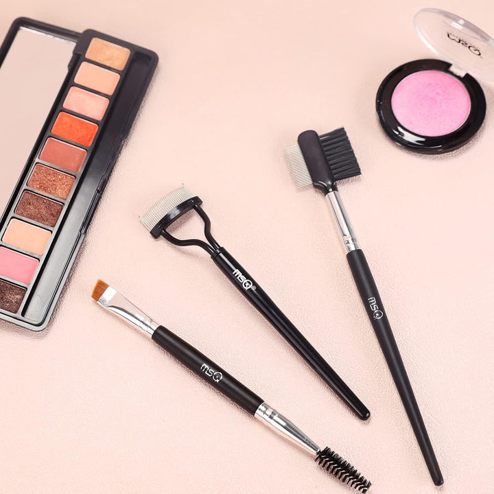 MSQ Eyebrow Brush and Comb Eyelash Brush Eyelash Separator Eye Brow Comb & Spoolie Brush Professional Mascara Brushes Eyebrow Eyelash Grooming Brush Eye Makeup Tools Set (3 PCS)