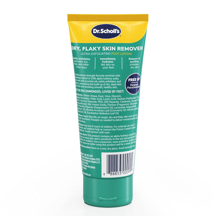 Dr. Scholl's Dry, Flaky Skin Remover Ultra Exfoliating Foot Lotion Cream, 3.5 oz, Moisturizer with Urea for Rough Dry Cracked Feet, Heal and Soothe for Healthy Looking Feet, Intensive Foot Skin Care