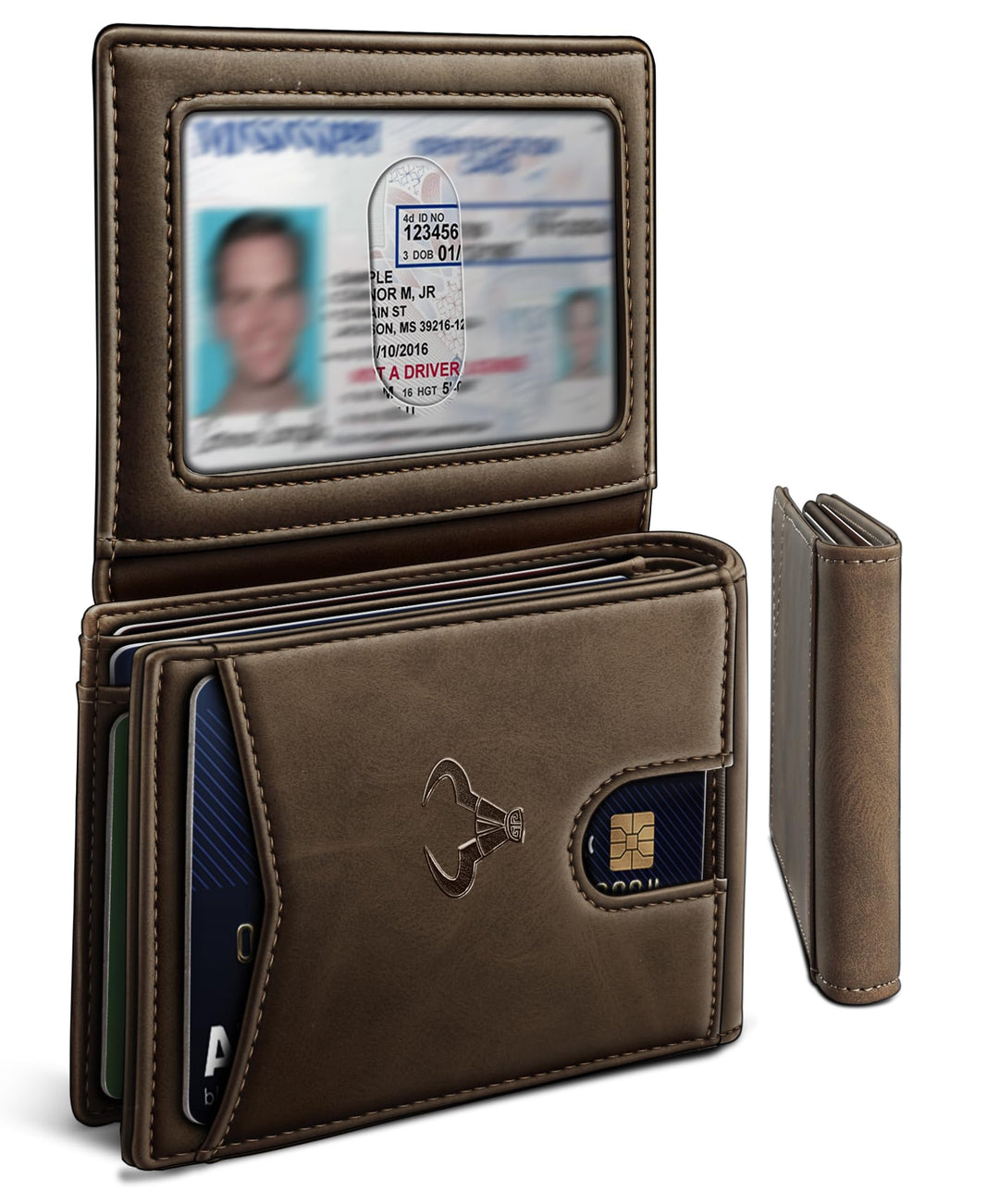 BULLIANT Men Wallet, Slim Leather Wallet Front Pocket Card Holder Gift For Men 11 Slots RFID Blocking