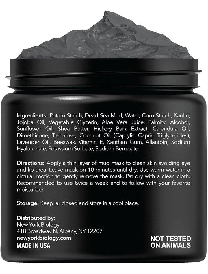 New York Biology Dead Sea Mud Mask for Face and Body | Spa Quality Pore Refiner for Oily Skin | Natural Skincare for Women &amp; Men | Tighten Skin for A Healthier Complexion | 8.8 oz