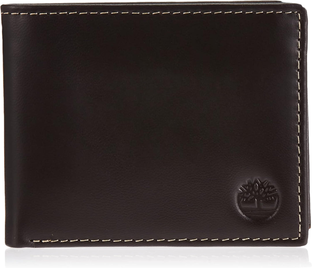 Timberland D01387 Men's Leather Wallet With Attached Flip Pocket, Brown (Cloudy)